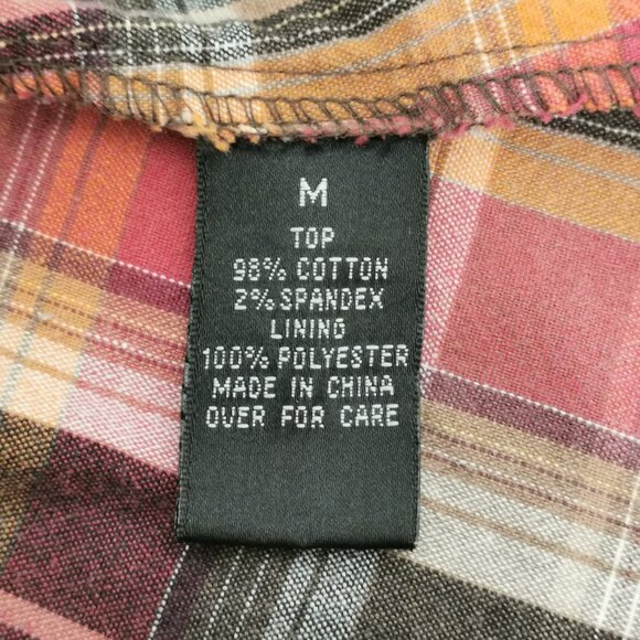 Plaid Babydoll Tank Top with Smocked Straps and Waistband Size M EUC #50 - Picture 5 of 7